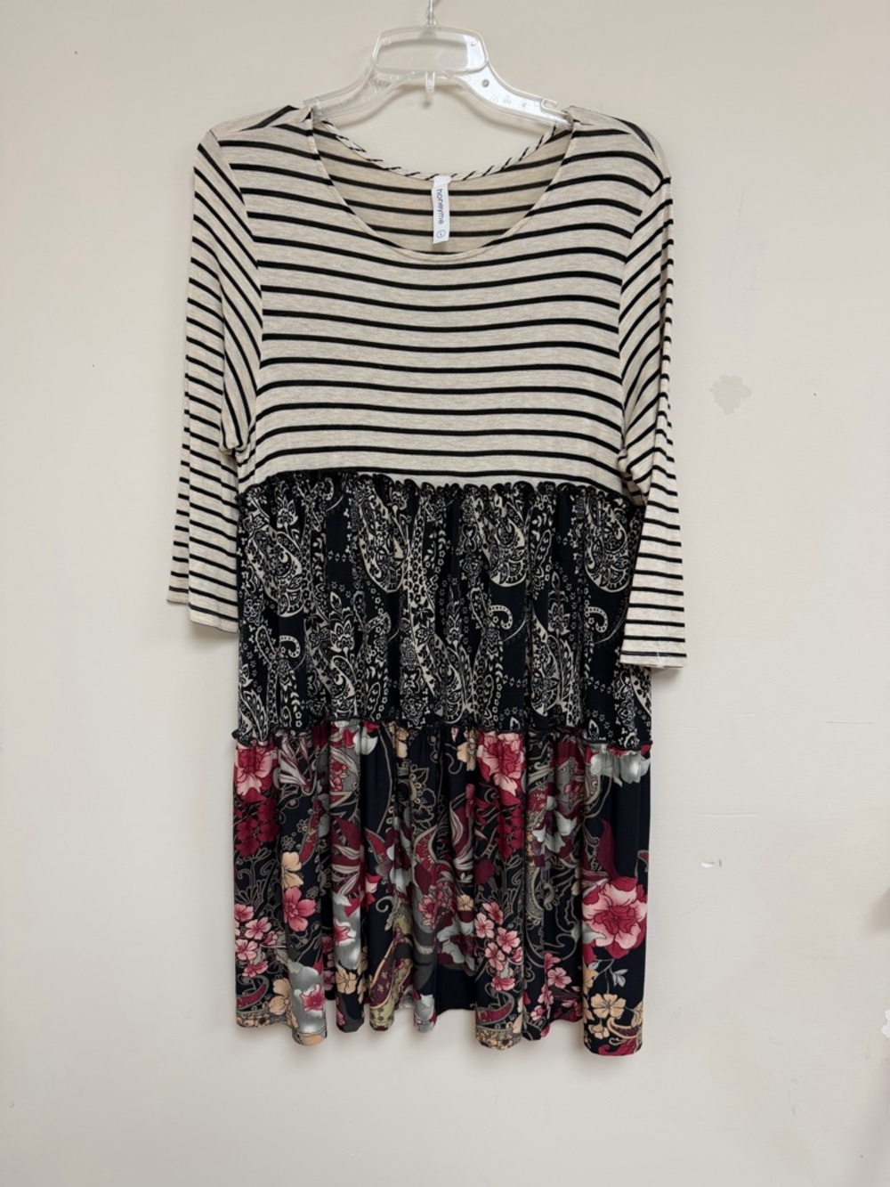 Striped and Floral Tiered Tunic Top/Dress